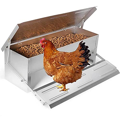 Automatischer Hühnerfutterautomat Mit Trittplatte, 5 Kg Kapazität, Hühner-Geflügel-Futterautomat Mit Aluminiumdeckel Für Hühner Und Geflügel, Wasserdicht, Rostfrei von XJZHANG