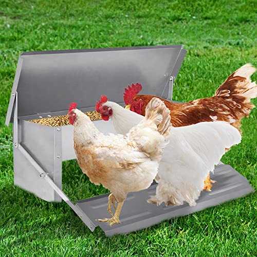 Futterautomat 5 Kg Huhn Geflügelfutterautomat Hühnerfutterautomat Mit Rattenfesten Füßen Wasserdichter Deckel Verzinkter Stahl Für Enten Hühner von XJZHANG