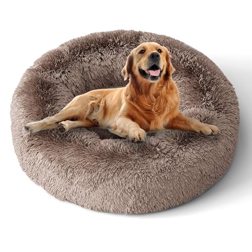 XKISS hundebett flauschig [mit waschbarem Bezug] original-[M，80cm，‎Braun] Hundebett Fluffy,Flauschiges Hundebett für große,mittelgroße & kleine Hunden, hundebett waschbar,hundekörbchen. von XKISS