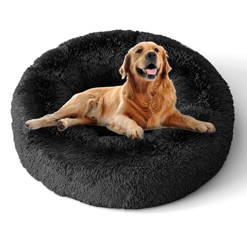 XKISS Hundebett Flauschig [mit Waschbarem Bezug] Original-[L，80cm，Dunkelgrau] Hundebett Fluffy,Flauschiges Hundebett für Große,Mittelgroße & Kleine Hunden, Hundebett Waschbar,Hundekörbchen von XKISS