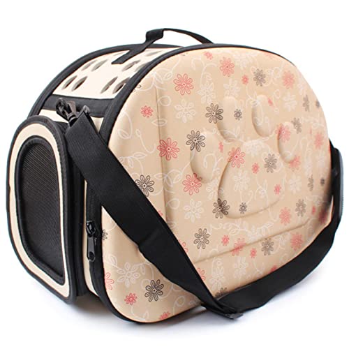 XKUN Hunderucksack Faltbare Haustier Tragetasche Kleine Hund Einzelne Tragbare Atmungsaktive Transportbox Katze Welpen Reise Tote Tasche-Champagne,M（Less Than 4Kg） von XKUN