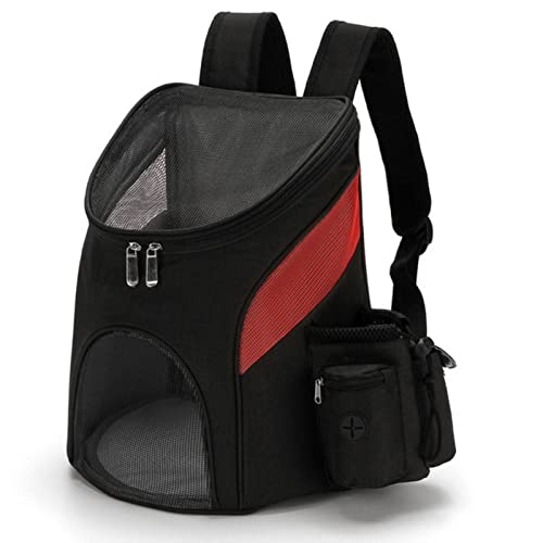 XKUN Hunderucksack Outdoor-Hund Atmungsaktive Tasche Mesh-Hunde-Tragbare Rucksack Faltbar Großer Kapazität Tragbarer Reise Haustier-Black Red,45X36X30 von XKUN