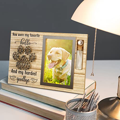 XLSBZ Pet Memorial Fotorahmen Katze & Hund Keepsake Bilderrahmen Hunde Erinnerung mit Kleine Glasflasche,Andenken an Verstorbenen Hund (A) von XLSBZ