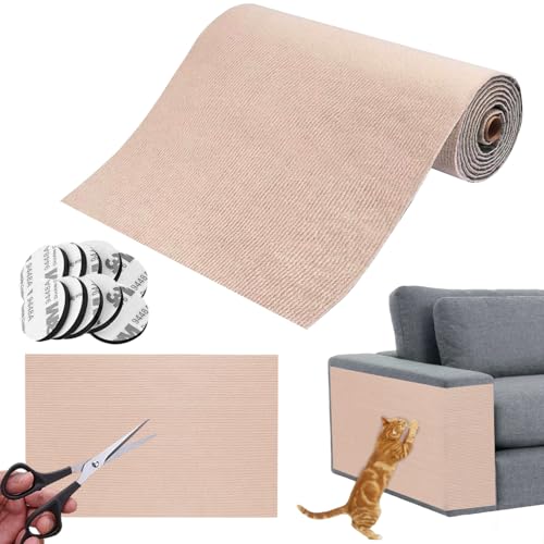 Kratzmatte Katze Selbstklebend, Kratzteppich Katze Kratzschutz Sofa Katze,200cmx40cm Katzenteppich DIY Kratzbrett Katze,Kratzecke für Katzen,Katzenkratzmatte für Sofa,Möbel,Tür,Wand Wiederverwendbar von XM-mengpanwei