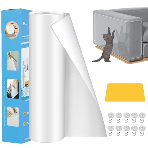 Kratzschutz Katze Tape Selbstklebend, Kratzfolie Katzen Transparent 40cm x 5m,Kratzfestes Sofa kratzmatte Katze,Katze Kratzschutzfolie Kratzfesten Schutzfolie für Sofa Couch Wand Tür und Möbel von XM-mengpanwei