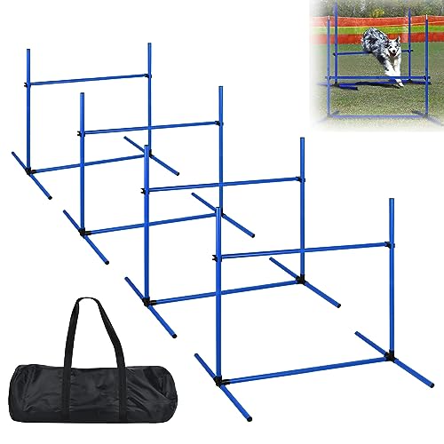 XMTECH 4-TLG. Hunde Agility Set Training Hundesport, Höhenverstellbar, Inklusive Tasche, PVC Hundetrainingsset, Blau von XMTECH