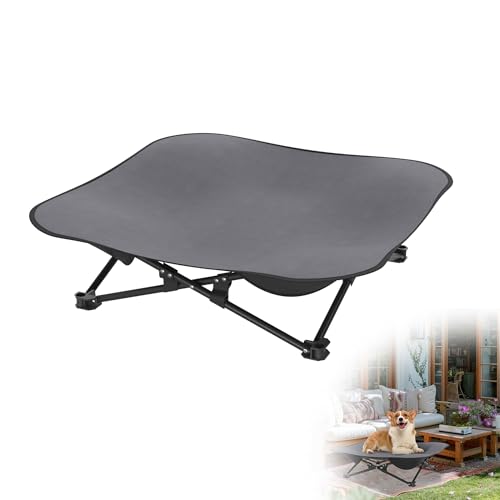 XMTECH Hundeliege Outdoor, Hundebett Haustierbett Grau, für draußen Camping erhöhtes Hundebett, Robuster Metallrahmen, Größe S - 68 x 68 x 21 cm von XMTECH