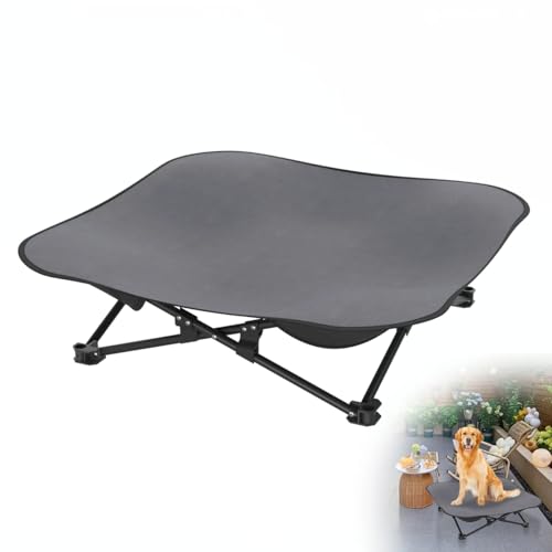 XMTECH Hundeliege Outdoor, Hundebett Haustierbett Grau, für draußen Camping erhöhtes Hundebett, Robuster Metallrahmen, M - 87 x 87 x 33 cm von XMTECH