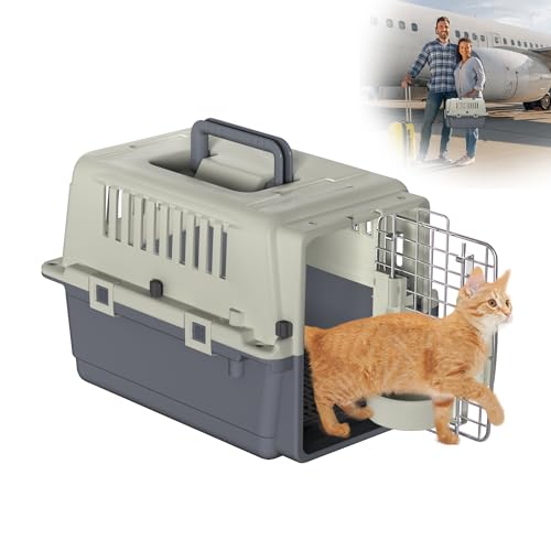 XMTECH Katze Transportbox Flugzeugbox, Transportbox für Katzen/Kleintiere, Transportbox Hund, Transport-Box für Tiere, Reise-Box für Tiere, L 49.5 x B 33.5 x H 36 cm von XMTECH