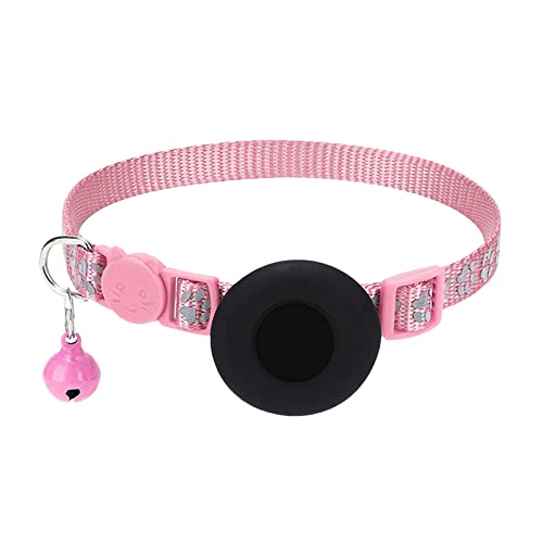 XNBZW Katzenfußaufdruck Airtag Katzenhalsband mit Breakaway Bell Airtag Katzenhalsband Reflektierend Verstellbarer Gurt Halsband Breakaway mit Airtag-Halter 1 cm Breite Gewicht Halsbänder für Hunde von XNBZW