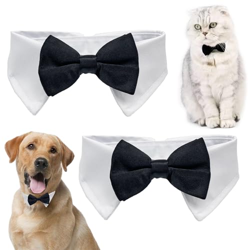 XNIVUIS 2 Packung Fliege für Hunde und Katzen, Hunde-Krawatte, Hunde-Smoking-Halsband, Formelle Halsband Halsketten, Verstellbares Hundehalsband, Bowknot für Hochzeit Party, M, (Schwarz) von XNIVUIS