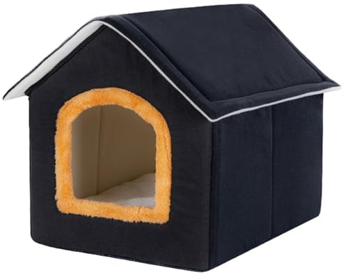 XNSHUN Katzenhaus Outdoor Winterfest, Katzenhöhle Faltbares Outdoor Hundehaus Hundehütte Hundehöhle, Outdoor Pet House Haustierhaus Mit Abnehmbarem Kissen Für Kleine Hund Katze (S,Schwarz) von XNSHUN