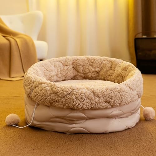 XNSHUN Katzenbett Hundebett Waschbar, Rundes Plüsch Haustierbett Hundekorb Hundedecke Sofa, Flauschiges Katzenbett Schlafsack Für Kleine, Mittelgroße Und Große Katzen, Hunde (40CM) von XNSHUN