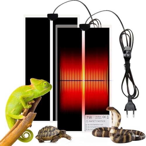 XPJBKC Heizmatte Terrarium, 2pcs 7W Wärmematte Terrarium Heizmatte mit Thermostat, Einstellbar Reptilien Wärmekissen, Terrarium Heizung für Reptilien Schlangen Eidechse Gecko Amphibien (15 * 28cm) von XPJBKC