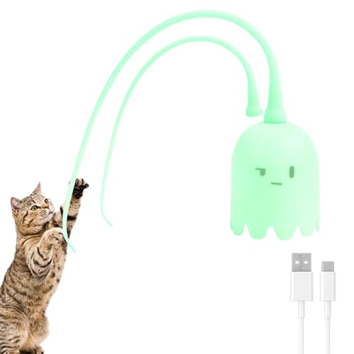 XPJBKC Katzenspielzeug Elektrisch, Interaktives Katzenspielzeug mit DREI Austauschbaren Schwanz, Cat Toy mit USB Aufladbar, Automatisches Katzenspielzeug für Indoor Katzen (Grün) von XPJBKC