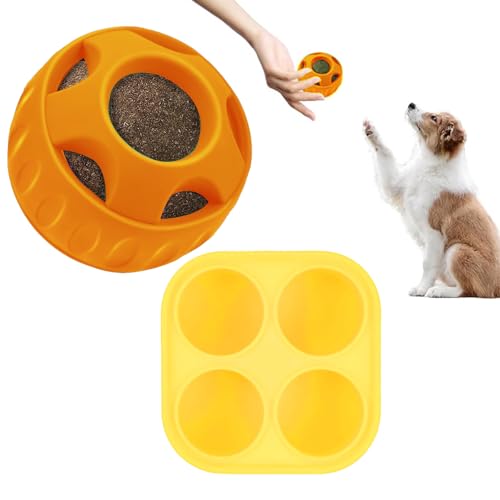 XPJBKC Schleckball für Hunde, Schleckball Hund, Hundespielzeug Ball, Woof Pupsicle, Langlebiges Schleckball Hunde Set, Pupsicle Hund, Ängste Lindern Interaktives Hundespielzeug (Ball+Tablett) von XPJBKC