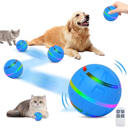 XPJBKC Selbstrollender Ball Hund, Interaktives Hundespielzeug Ball, Hundeball Elektrisch, USB Wiederaufladbar, LED Leuchtend, Automatisch Rollender Ball für Kleine, Mittelgroße, Große Hunde von XPJBKC