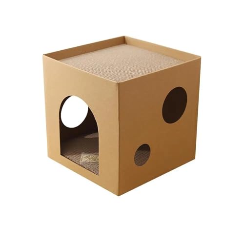 Katzen kratzbrett Katzenkratzhaus Katzennest Decker Doppelt faltbares Katzenkratzbrett Kratzfestes Krallenschärfen Katzenkratzbrett(Color:Wood 30x30x30cm) von XPJYUA