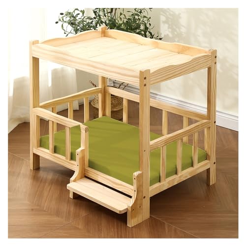 XPLKQXE Großes Haustierbett Holz, Hundekisten, Erhöhte Betten Hundesofas, Katzenmöbel Beruhigender Matratze Kleine Haustiere Brauchen Ein Gemütliches Nest(Grün,100x60x73cm) von XPLKQXE