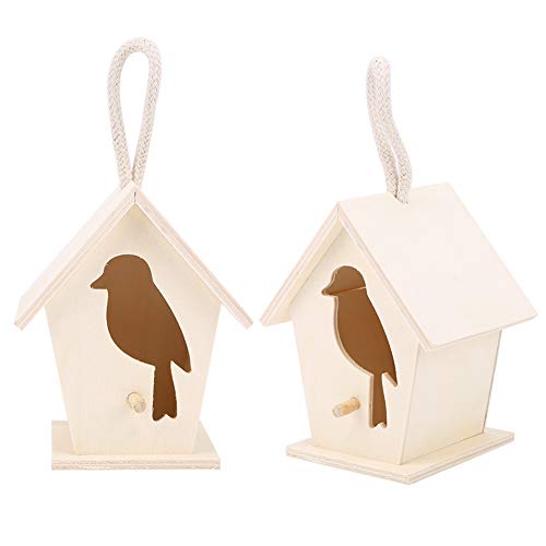 2 Stücke Outdoor Hängende Holz Vogelhaus Vögel Nistkasten Handwerk Ornament Garten Dekoration Garten Terrasse Nester Box für Wildvogelbeobachtung von XPSSJMU