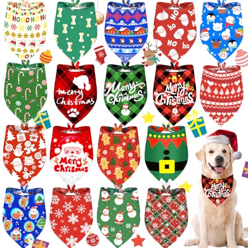 20 Stück Weihnachten Hund Bandanas Weihnachtsmann Weihnachtsbaum Dreieck Haustier Lätzchen Classic Plaid Hund Schal Weicher Stoff Haustier Bandana für Urlaub Kleine Mittlere Große Hunde Katzen Zubehör von XPUDAC