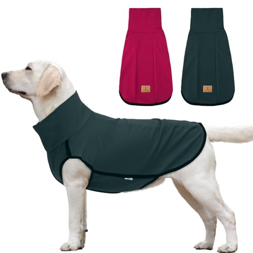 XPUDAC 2er-Pack Hunde-Fleecepullover, Hunde-Sweatshirt, Rollkragenjacke, warm, dehnbar, für kaltes Wetter, Kleidung für kleine und mittelgroße Hunde, Größe L, 72-honglv-L von XPUDAC