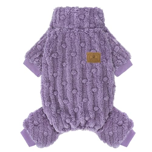 XPUDAC Hundepullover, Winterkleidung für kleine, mittelgroße Hunde, Mädchen, Jungen, ultraweich und warm, Fleece, für den Winter und Weihnachten (lila-groß) von XPUDAC