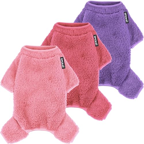 XPUDAC Hundepullover, Winterkleidung für kleine und mittelgroße Hunde, Fleece, für den Winter, Weihnachten, Größe L, Lila, Rosa, Hot Pink, 3 Stück von XPUDAC