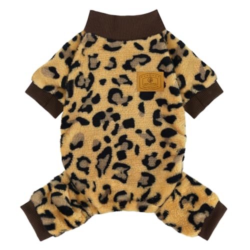 XPUDAC Hundepullover aus Fleece, Leopardenmuster, für kleine und mittelgroße Hunde, Mädchen, Jungen, Winterkleidung für den Winter, Weihnachten (groß) von XPUDAC