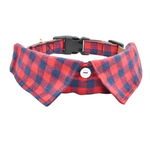 Baumwoll-Hundehalsband mit Fliege, bequem, verstellbar, niedliches Revers-Design, Hund Fliege Halsband für kleine, mittelgroße und große Jungen und Mädchen, Haustiere (Rot / Blau, M (30,5–43,2 cm) von XPangle