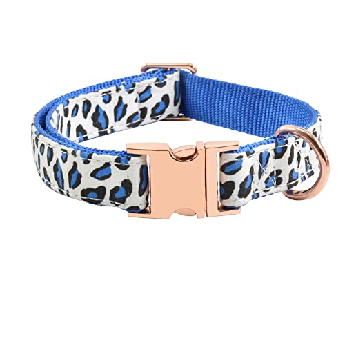 Hundehalsband mit Metallschnalle, langlebig, verstellbar, weich für kleine, mittelgroße und große Hunde (M (33 - 45,7 cm), blauer Leopard) von XPangle