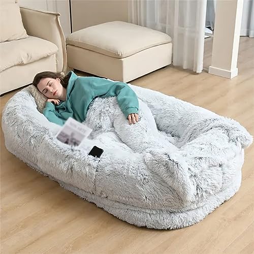 XQZMZSCP Bequemes Hundebett, menschliche Größe, großes Hundebett für Menschen, für Erwachsene, Haustiere, waschbar, künstliches Hundebett (grau, 185 x 120 x 30 cm) von XQZMZSCP