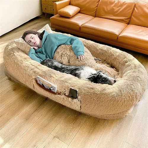 XQZMZSCP Hundebett in Menschengröße, 165,1 x 99,4 x 25,4 x 30,5 cm, ergonomisches Design, Khaki, 185 x 120 x 30 cm von XQZMZSCP