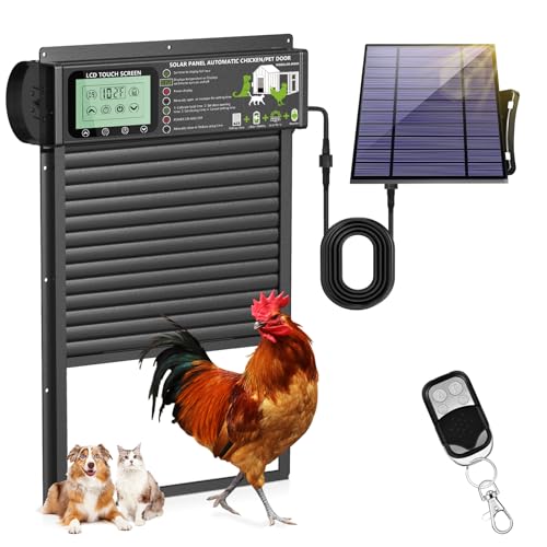 XRDZYXGS Automatische Hühnerklappe, Aluminum Elektrische hühnerklappe mit Einklemmschutz, Lichtsensor, Timer, Hühnerklappe Solar für Geflügel von XRDZYXGS