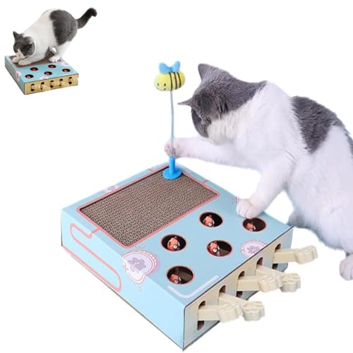 Katzenspielzeug, interaktives Katzenspielzeug, 3-in-1-Kratzer und Spielzeug, Trainieren Sie IQ für Indoor-Katzen und Kätzchen, Katzenzubehör, Whack-a-Mole Katzenspielzeug mit Kratzbrett von XRXRX