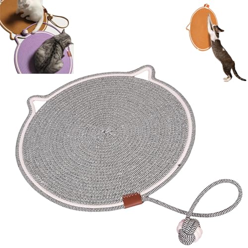 Kratzmatte für Katzen, natürliches Baumwollseil, rund, horizontal, 42 cm, Katzenkratzmatte, Teppich, Katzenkratzmöbel, Schutzgröße, Katzenbett, Katzenkratzmatte mit Kugelwand von XRXRX