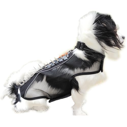 Spike Hundeweste, Netz-Hundegeschirr, Sommer, reflektierend, Hundejacke mit Spikes, wasserdicht, Hundemantel, Spike-Hundegeschirr, Haustier-Schutz, coole Spike-Jacke, Weste für kleine, mittelgroße und von XSFANCYFUN