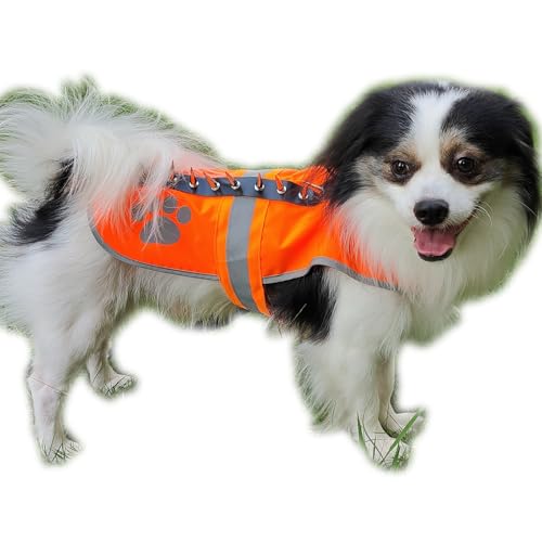 Spike Hundeweste Hundegeschirr mit Spikes Hundesicherheitswesten Reflektierende Hundeweste Hohe Sichtbarkeit Orange Hundeweste Hundesicherheitsweste für Spazierengehen, Joggen oder Training von XSFANCYFUN