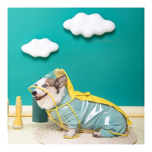 Hunde-Regenmantel, wasserdichte Kleidung, transparente Regenjacke, großer Hut, Hundekleidung, Hunde-Regenmäntel (Farbe: Gelb, Größe: XL) von XSWLYY