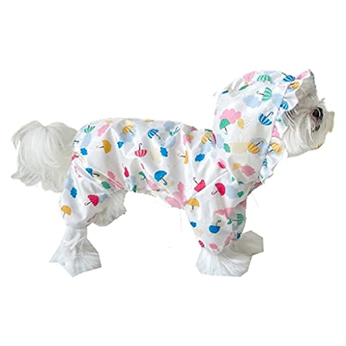 Hundemantel, niedlicher bedruckter Haustier-Regenmantel, vierbeinig, wasserdicht, mit Kapuze, Regenponcho für kleine Hunde, Teddy, Hiromi, Größe XL von XSWLYY