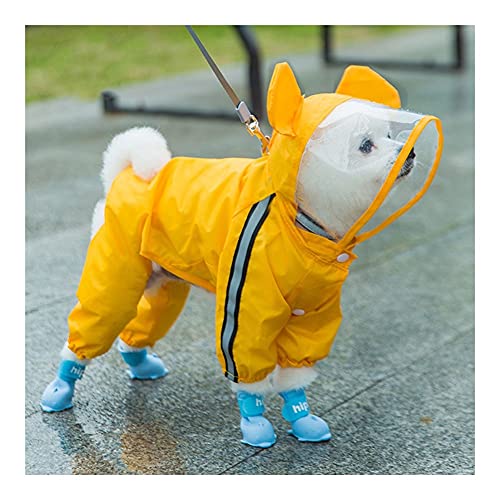 Hundemantel, niedlicher wasserdichter Regenmantel mit Bär, Dinosaurier, Honigbiene, reflektierend, für kleine Hunde, Regenmantel, Hunde-Regenmantel (Farbe: gelber Bär, Größe: XL) von XSWLYY