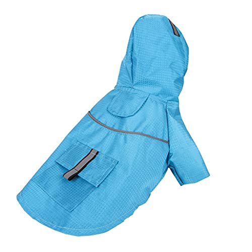 Hundemantel, wasserdicht, mit Kapuze, Regenmantel für kleine Hunde, Kleidung, Haustierzubehör, Hunde-Regenmäntel (Farbe: Blau, Größe: XL) von XSWLYY