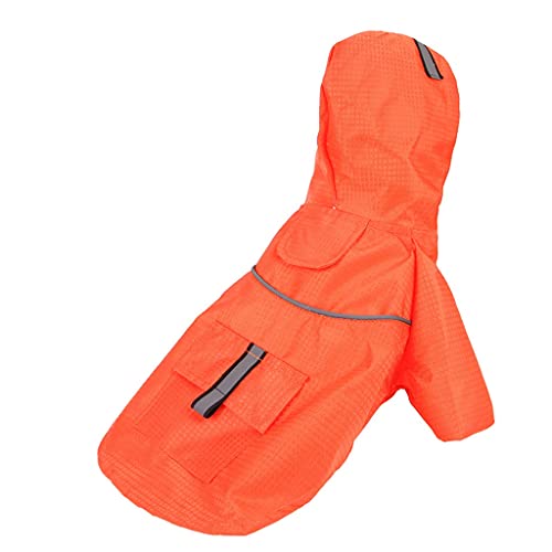 Hundemantel, wasserdicht, mit Kapuze, Regenmantel für kleine Hunde, Kleidung, Haustierzubehör, Hunde-Regenmäntel (Farbe: Orange, Größe: XL) von XSWLYY