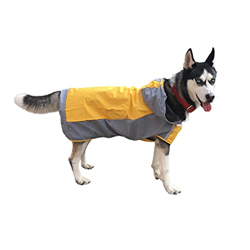 Hundemantel mit Kapuze, reflektierender Streifen, wasserdicht, für mittelgroße und große Hunde, Farbe: Gelb, Größe: XL von XSWLYY