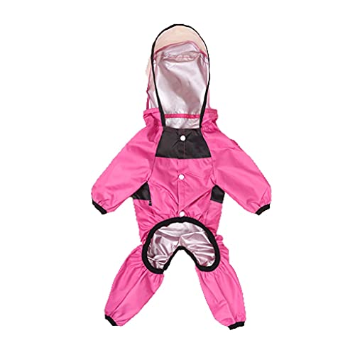 Regenmantel für Hunde, transparent, transparent, vierbeinig, Alles-Inclusive, Jacke, regenfest, Overall für Hunde, Farbe: Pink, Größe: XS von XSWLYY