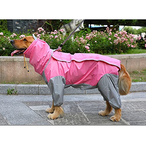 XSWLYY Hunde-Regenmantel für große Hunde, wasserdicht, mit Kapuze, Poncho, Regenmantel für Hunde, Farbe: Rosa, Größe: 24 von XSWLYY