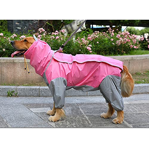 XSWLYY Hunde-Regenmantel für große Hunde, wasserdicht, mit Kapuze, Poncho, Regenmantel für Hunde, Farbe: Rosa, Größe: 28 von XSWLYY