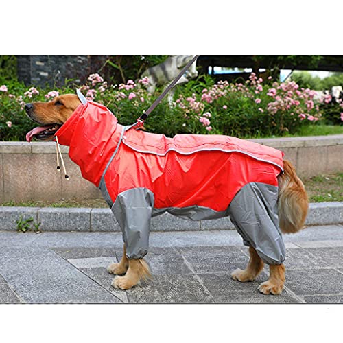 XSWLYY Hunde-Regenmantel für große Hunde, wasserdicht, mit Kapuze, Poncho für Haustiere, Regenmantel (Farbe: Rot, Größe: 30) von XSWLYY