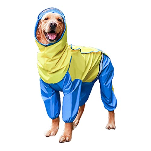 XSWLYY Hunde-Regenmantel mit transparenter Krempe, vierbeinig, wasserdicht, für große Hunde, mit Zugloch (Farbe: Gelb, Größe: 4XL) von XSWLYY