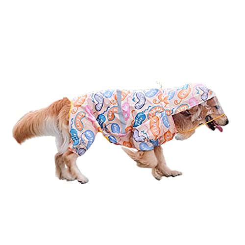 XSWLYY Hundemantel, niedlicher Druck, transparente Krempe, wasserdichte Kleidung, mittelgroße und große Hunde mit reflektierendem Hunde-Regenmantel (Farbe: B, Größe: 3XL) von XSWLYY